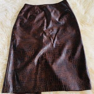 Vegan Leather  Alligator Print Pencil Skirt Sz 6